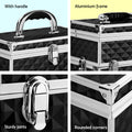 Embellir Portable Cosmetic Beauty Makeup Carry Case with Mirror - Diamond Black - SuperSaverAU - view 5