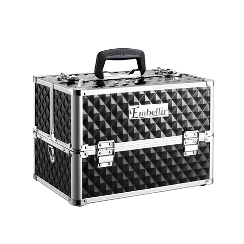 Embellir Portable Cosmetic Beauty Makeup Case - Diamond Black - SuperSaverAU - view 1