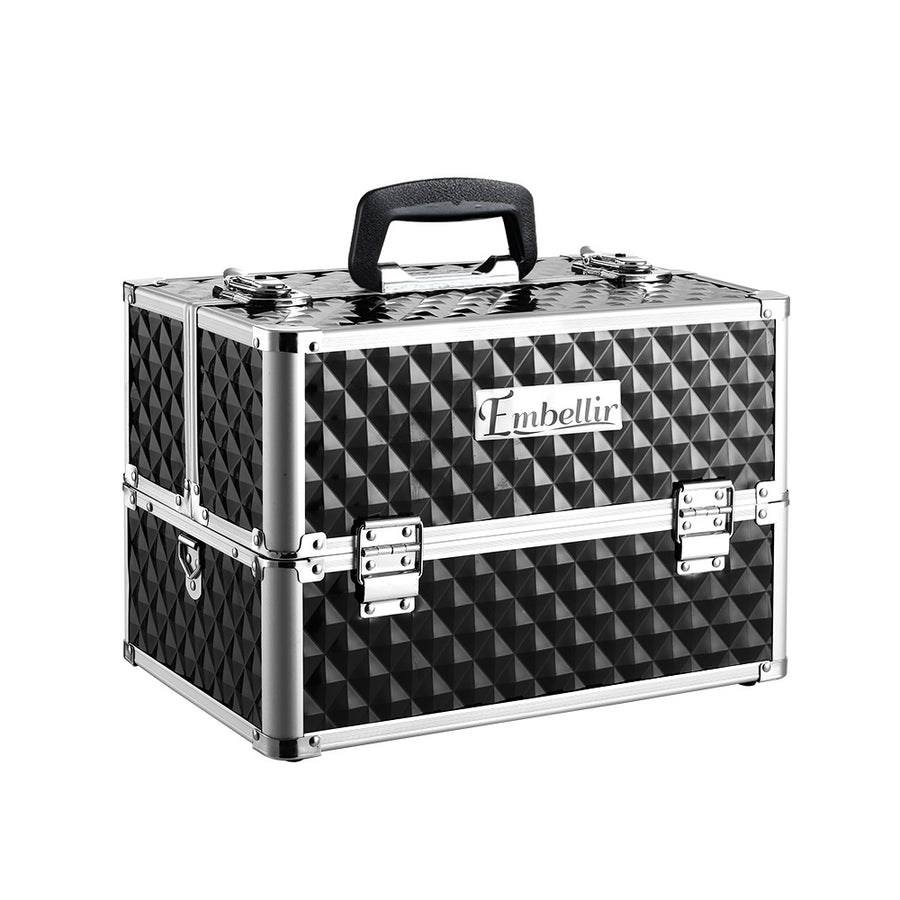 Embellir Portable Cosmetic Beauty Makeup Case - Diamond Black - SuperSaverAU - view 1