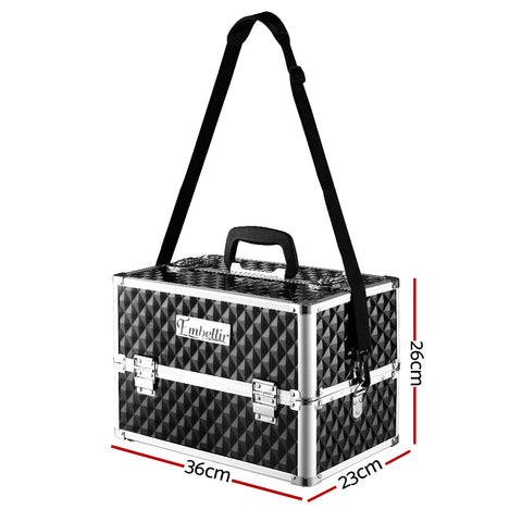 Embellir Portable Cosmetic Beauty Makeup Case - Diamond Black - SuperSaverAU - view 2