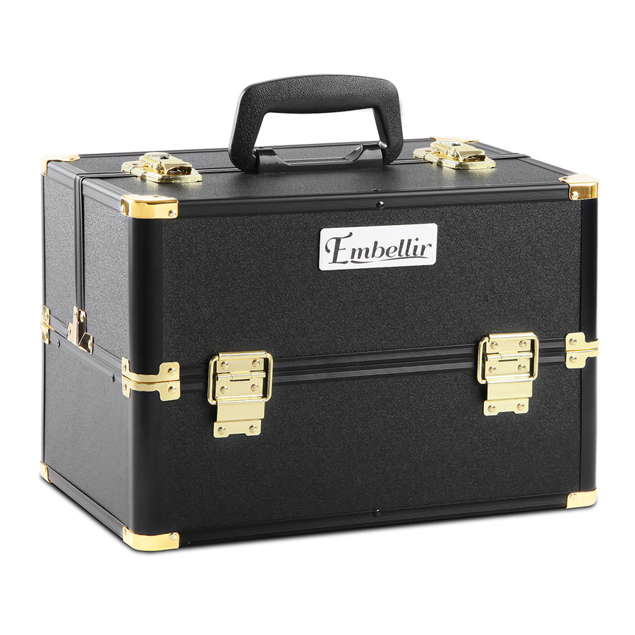 Embellir Portable Cosmetic Beauty Makeup Case - Black & Gold - SuperSaverAU - view 1