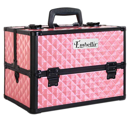Embellir Portable Cosmetic Beauty Makeup Case - Diamond Pink - SuperSaverAU - view 1