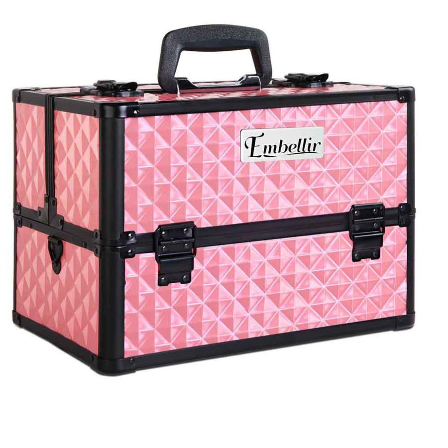 Embellir Portable Cosmetic Beauty Makeup Case - Diamond Pink - SuperSaverAU - view 1