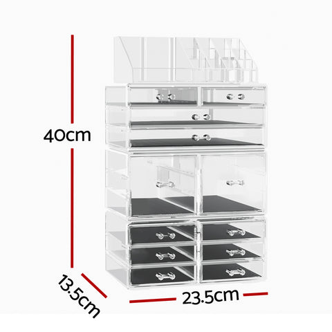 Embellir Makeup Case Acrylic Cosmetic Organizer Storage Box Jewellery Holder - SuperSaverAU - view 2
