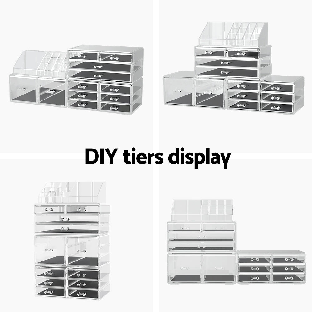 Embellir Makeup Case Acrylic Cosmetic Organizer Storage Box Jewellery Holder - SuperSaverAU - view 4