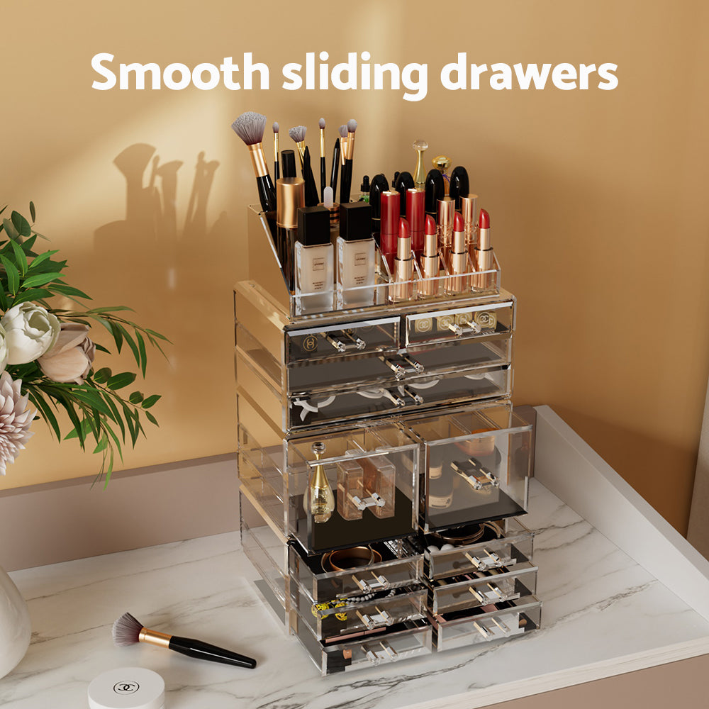 Embellir Makeup Case Acrylic Cosmetic Organizer Storage Box Jewellery Holder - SuperSaverAU - view 5