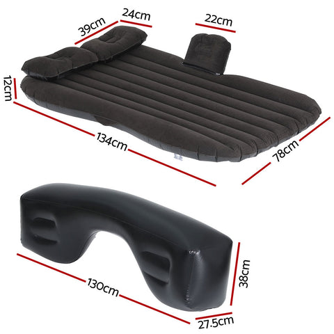 Weisshorn Car Mattress Inflatable 134x78cm with Pillows & Air Pump, Black - SuperSaverAU - view 2