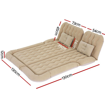Weisshorn Inflatable Car Mattress 175x130cm with Pillows & Air Pump - Beige