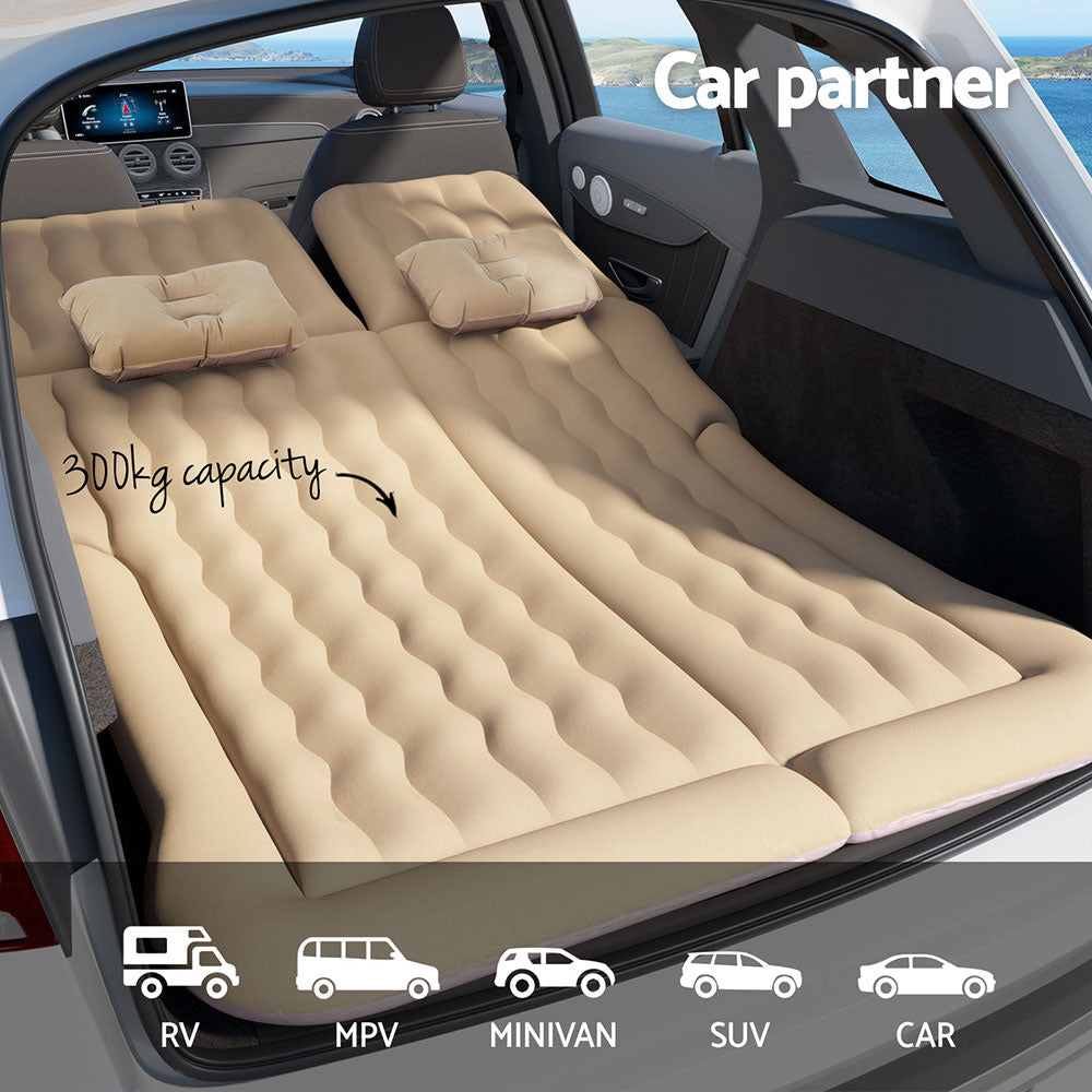 Weisshorn Inflatable Car Mattress 175x130cm with Pillows & Air Pump - Beige - SuperSaverAU - view 4