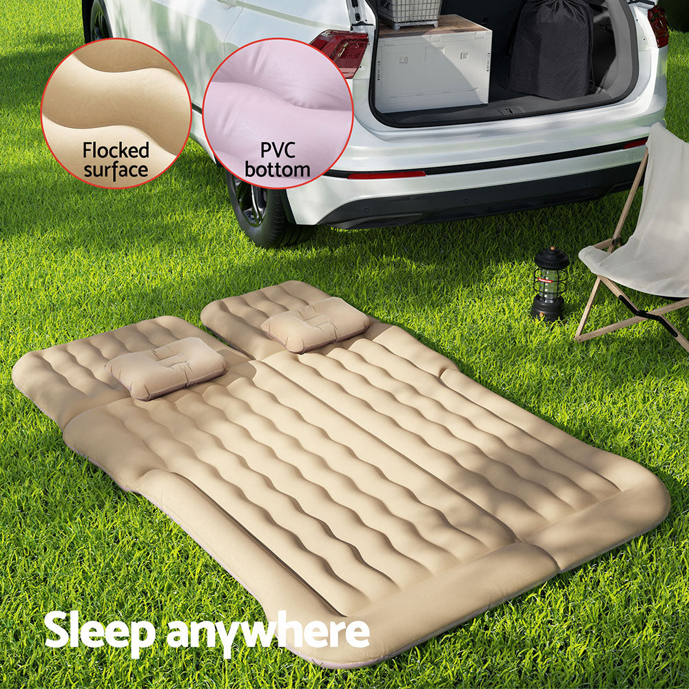 Weisshorn Inflatable Car Mattress 175x130cm with Pillows & Air Pump - Beige