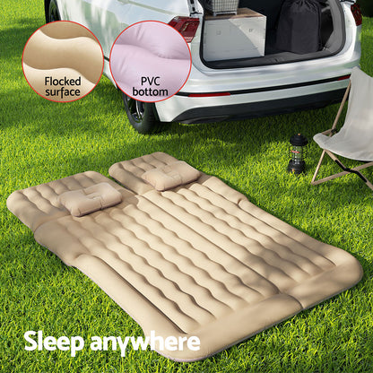 Weisshorn Inflatable Car Mattress 175x130cm with Pillows & Air Pump - Beige