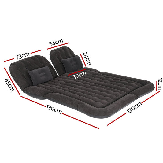 Weisshorn Car Mattress 175x130 Inflatable Bed with Pillows & Air Pump, Black