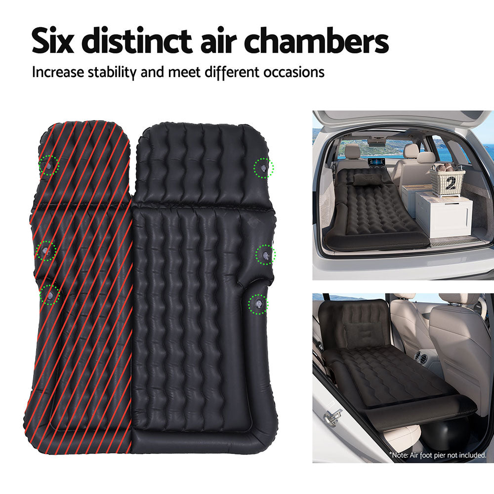Weisshorn Car Mattress 175x130 Inflatable Bed with Pillows & Air Pump, Black - SuperSaverAU - view 4