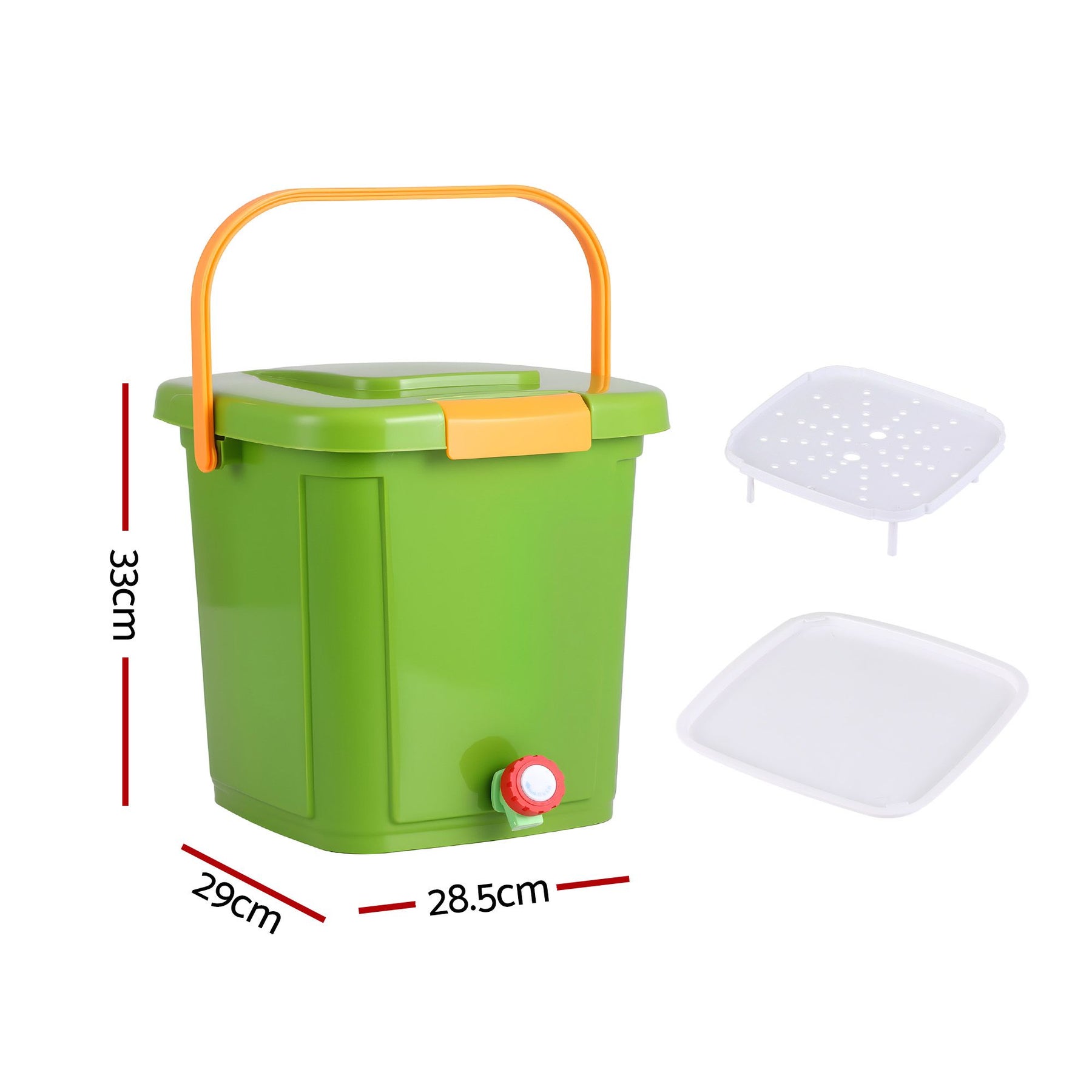 Gardeon 15L Green Kitchen Compost Bin with Drain Tap