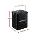 Gardeon 5L Kitchen Compost Bin – Black Galvanised Iron Countertop Caddy with Ventilated Lid