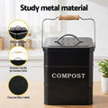 Gardeon 5L Kitchen Compost Bin – Black Galvanised Iron Countertop Caddy with Ventilated Lid