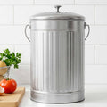 Gardeon 6L Kitchen Compost Bin – White Stainless Steel Countertop Caddy with Ventilated Lid