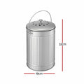 Gardeon 6L Kitchen Compost Bin – White Stainless Steel Countertop Caddy with Ventilated Lid