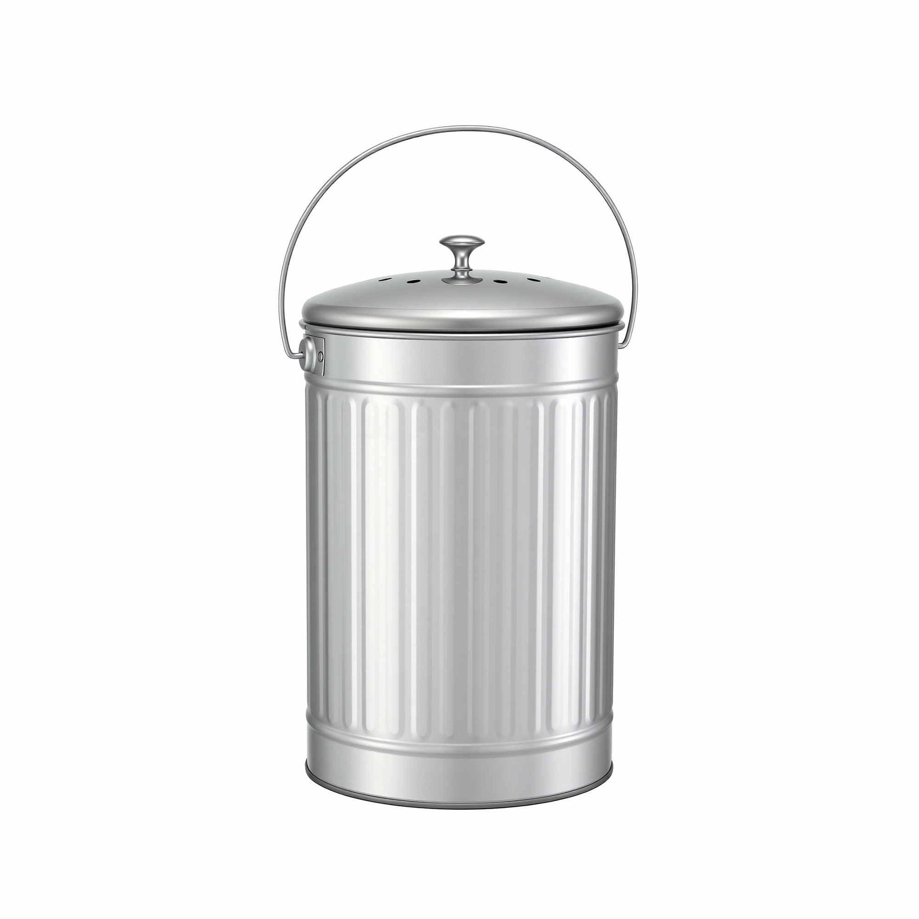 Gardeon 6L Kitchen Compost Bin – White Stainless Steel Countertop Caddy with Ventilated Lid