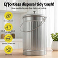 Gardeon 6L Kitchen Compost Bin – White Stainless Steel Countertop Caddy with Ventilated Lid