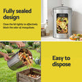 Gardeon 6L Kitchen Compost Bin – White Stainless Steel Countertop Caddy with Ventilated Lid