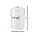 Gardeon 6L Kitchen Compost Bin – White Galvanised Iron Countertop Caddy with Ventilated Lid