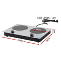 Devanti 2400W 2-Zone Ceramic Electric Cooktop with Knob Control
