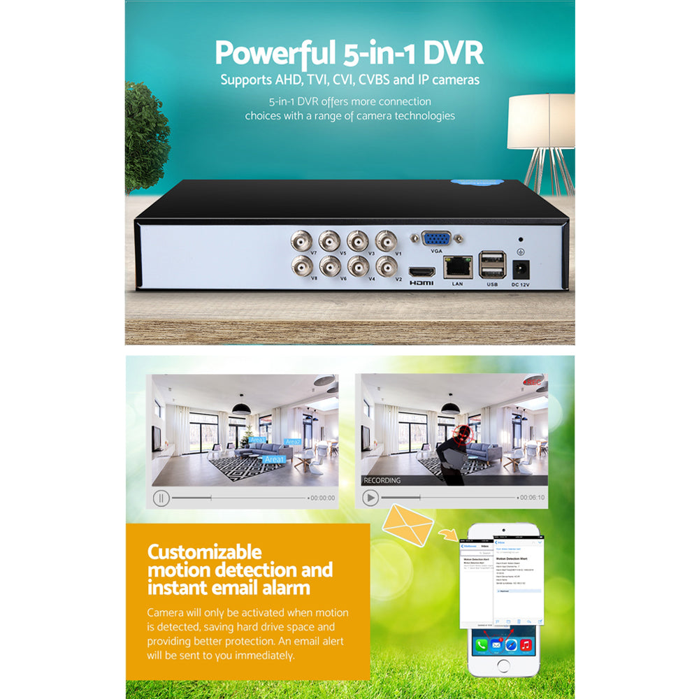UL-tech 8CH DVR 1080P 5in1 CCTV Video Recorder - SuperSaverAU - view 5