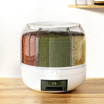 5-Star Chef Cereal Dispenser 7KG with 6 Compartments, 360° Rotatable Design