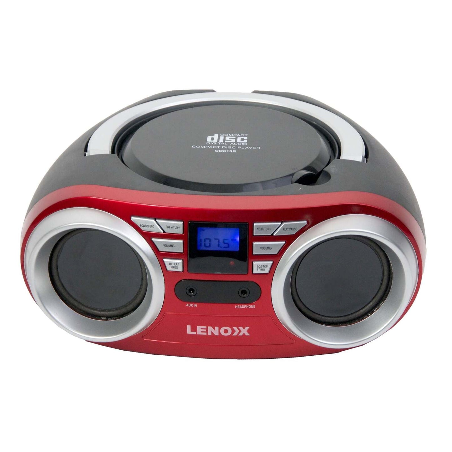 Portable Red CD and Cassette Player with FM Radio, AUX In & 10W Speakers