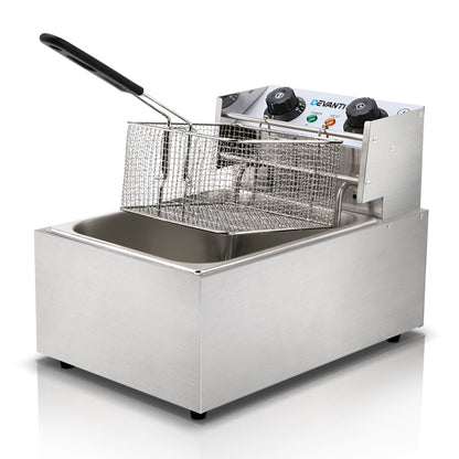 Devanti 10L Electric Deep Fryer 2200W with Single Basket and Auto Thermostat