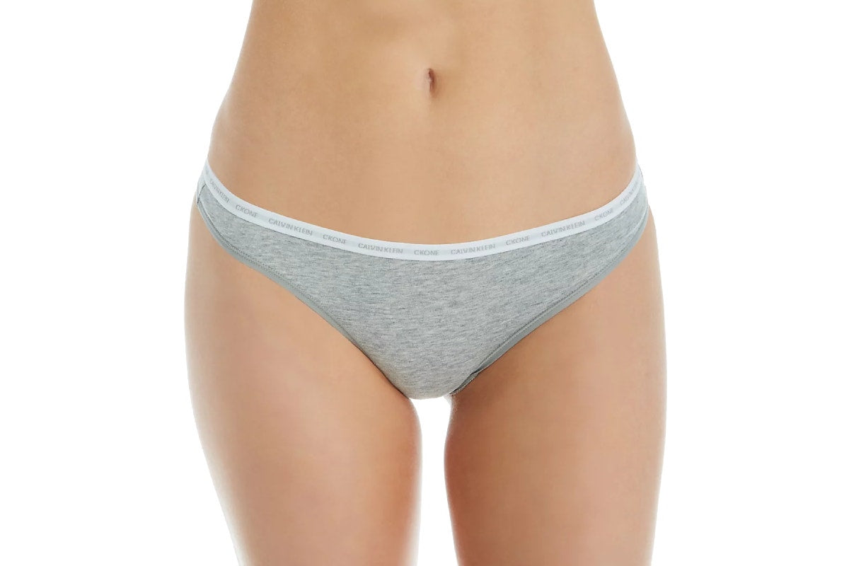 Calvin Klein Women's CK One Body Cotton Thong (Grey, Size XS)