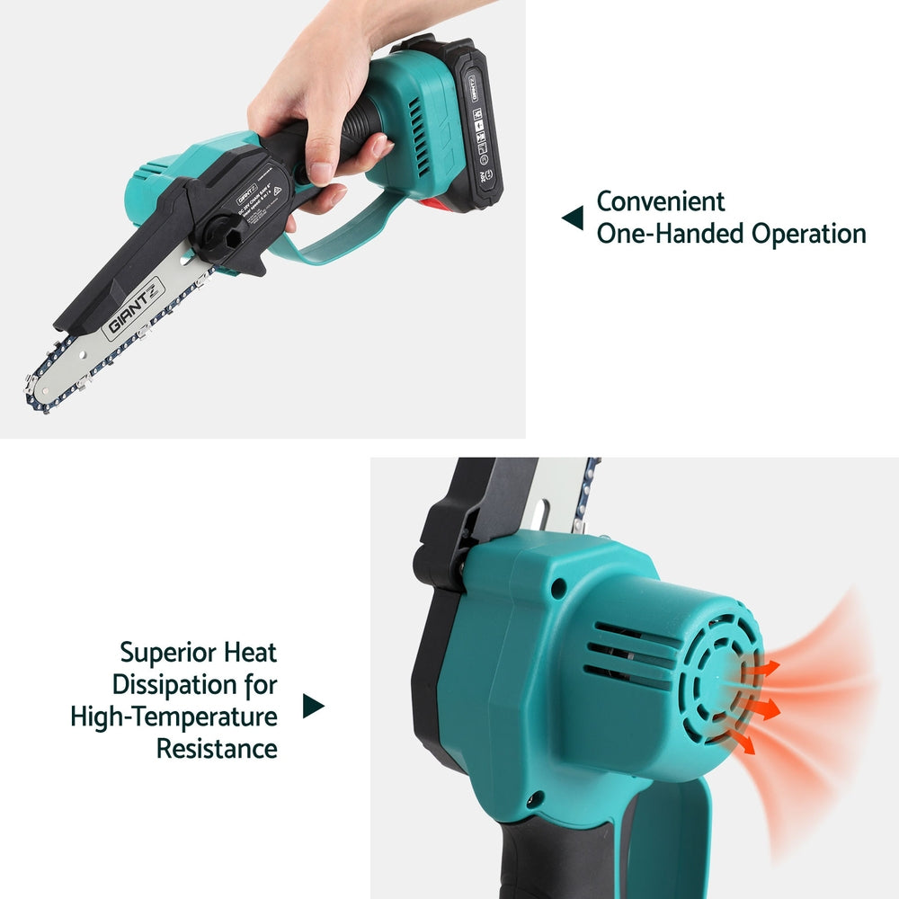 Giantz 6" Mini Cordless Electric Chainsaw Rechargeable Wood Cutter - SuperSaverAU - view 5