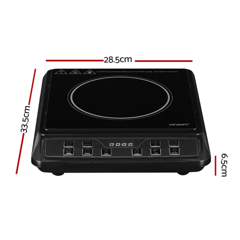 Devanti 30cm Portable Induction Cooktop 2000W - Black