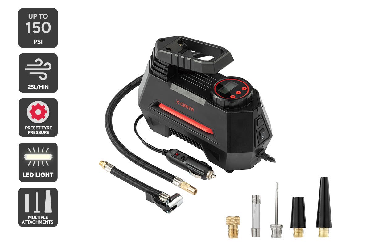 Certa Portable Air Compressor Pump Tyre Inflator - SuperSaverAU - view 2
