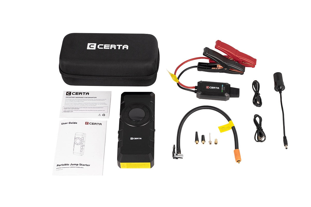 Certa Portable Jump Starter with Air Compressor and Power Bank 3000A 16,000mAh - SuperSaverAU - view 17