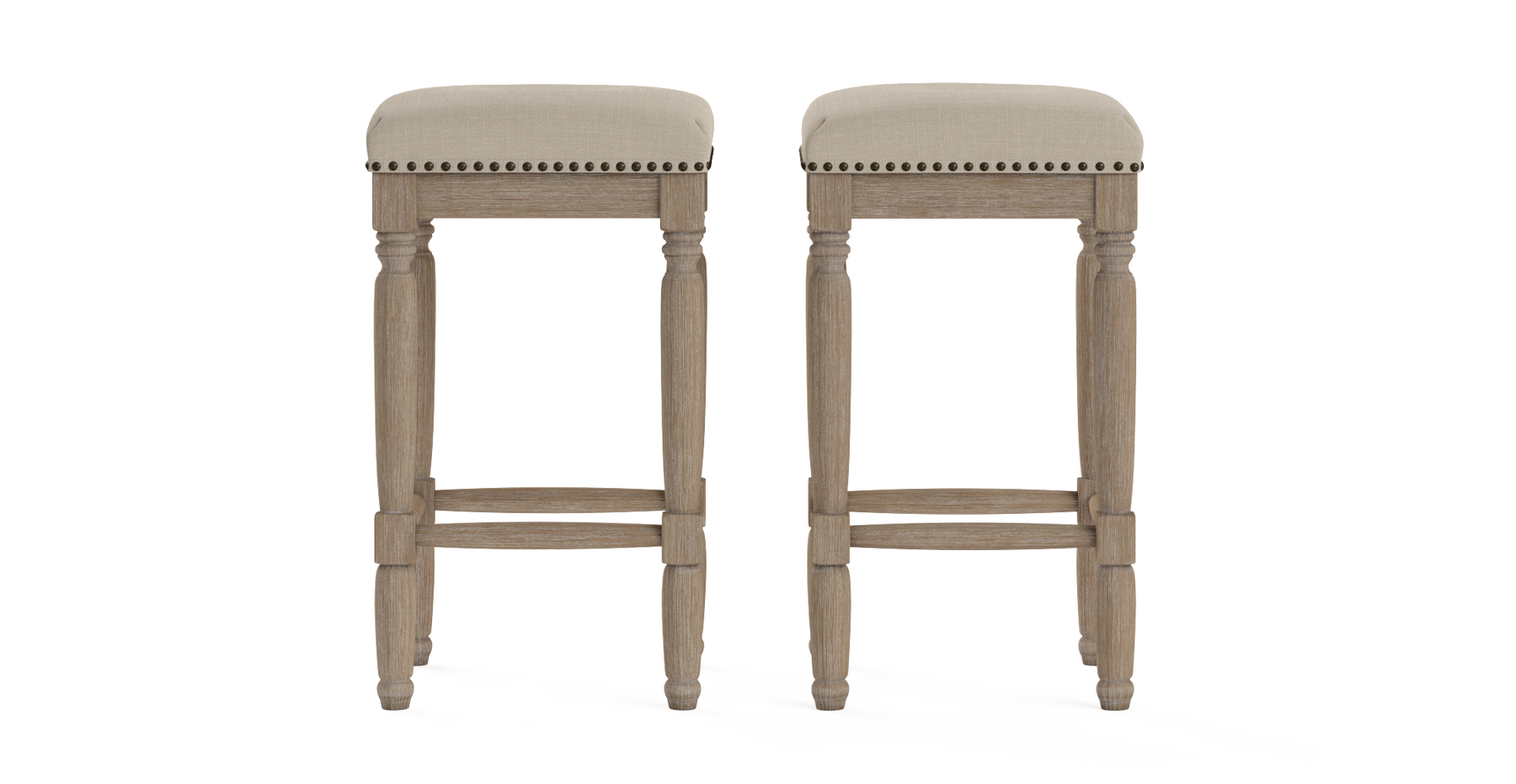 Brosa Clovis Set of 2 Counter Stools (French Beige, 65cm)