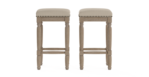 Brosa Clovis Set of 2 Counter Stools (French Beige, 65cm)