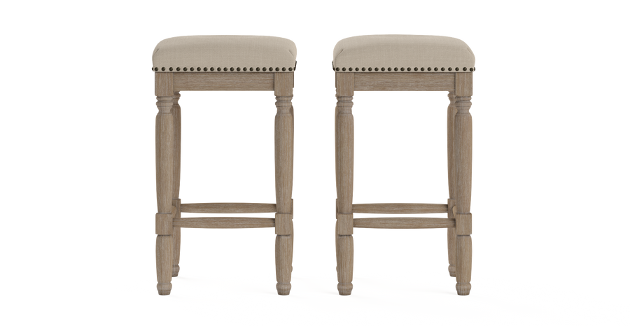 Brosa Clovis Set of 2 Counter Stools (French Beige, 65cm)