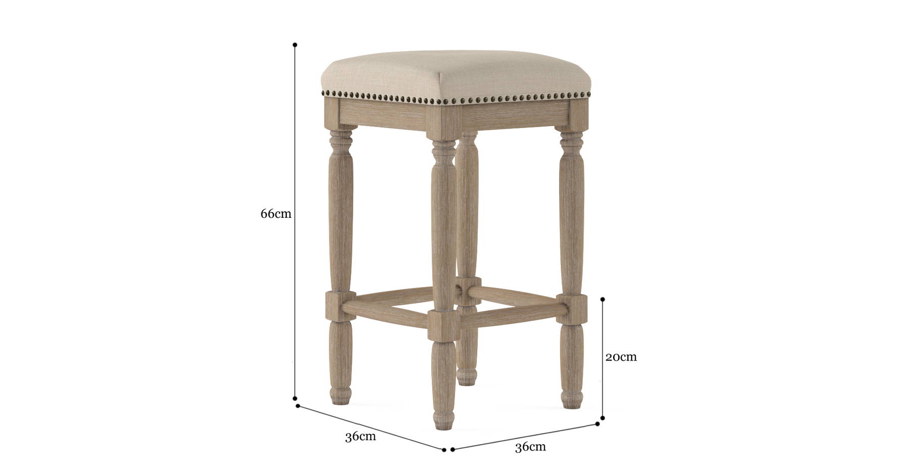 Brosa Clovis Set of 2 Counter Stools (French Beige, 65cm)