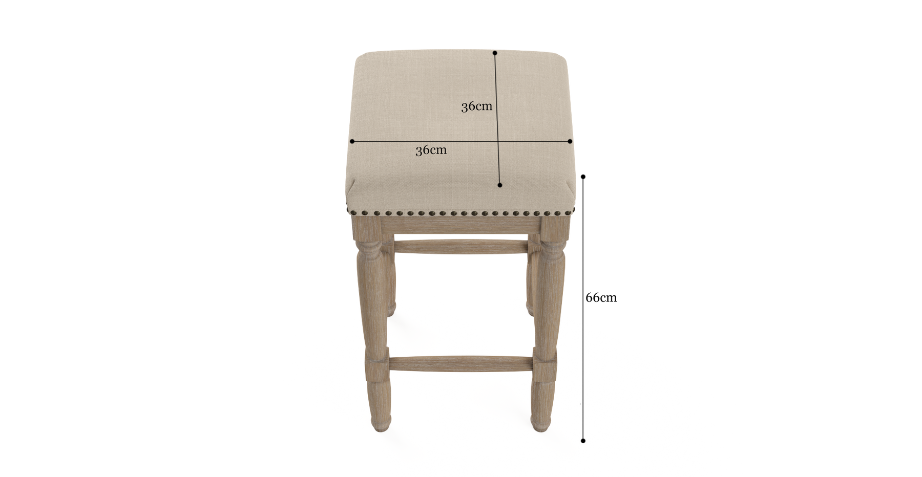 Brosa Clovis Set of 2 Counter Stools (French Beige, 65cm)