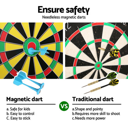 Magnetic Dartboard 16" with Safe Darts, Indoor & Outdoor Use, Easy to Hang