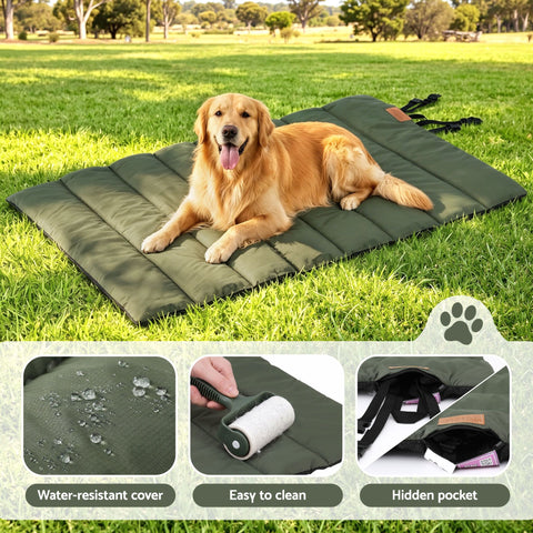i.Pet Outdoor Dog Bed Large Foldable Travel Mat - Green
