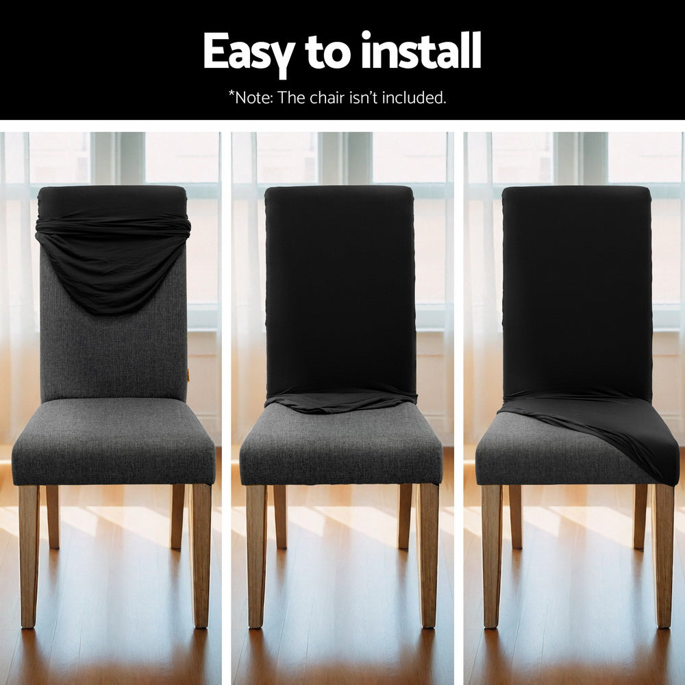 Artiss Dining Chair Covers - 6-Pack Stretchable Black - SuperSaverAU - view 6