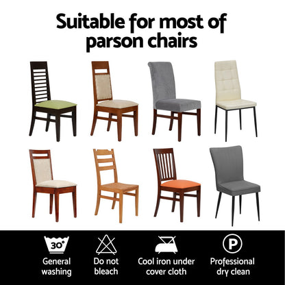 Artiss 6x Dining Chair Covers Spandex Stretch Grey Slipcovers