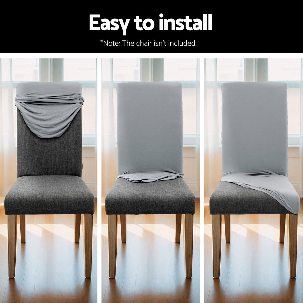 Artiss 6x Dining Chair Covers Spandex Stretch Grey Slipcovers - SuperSaverAU - view 6