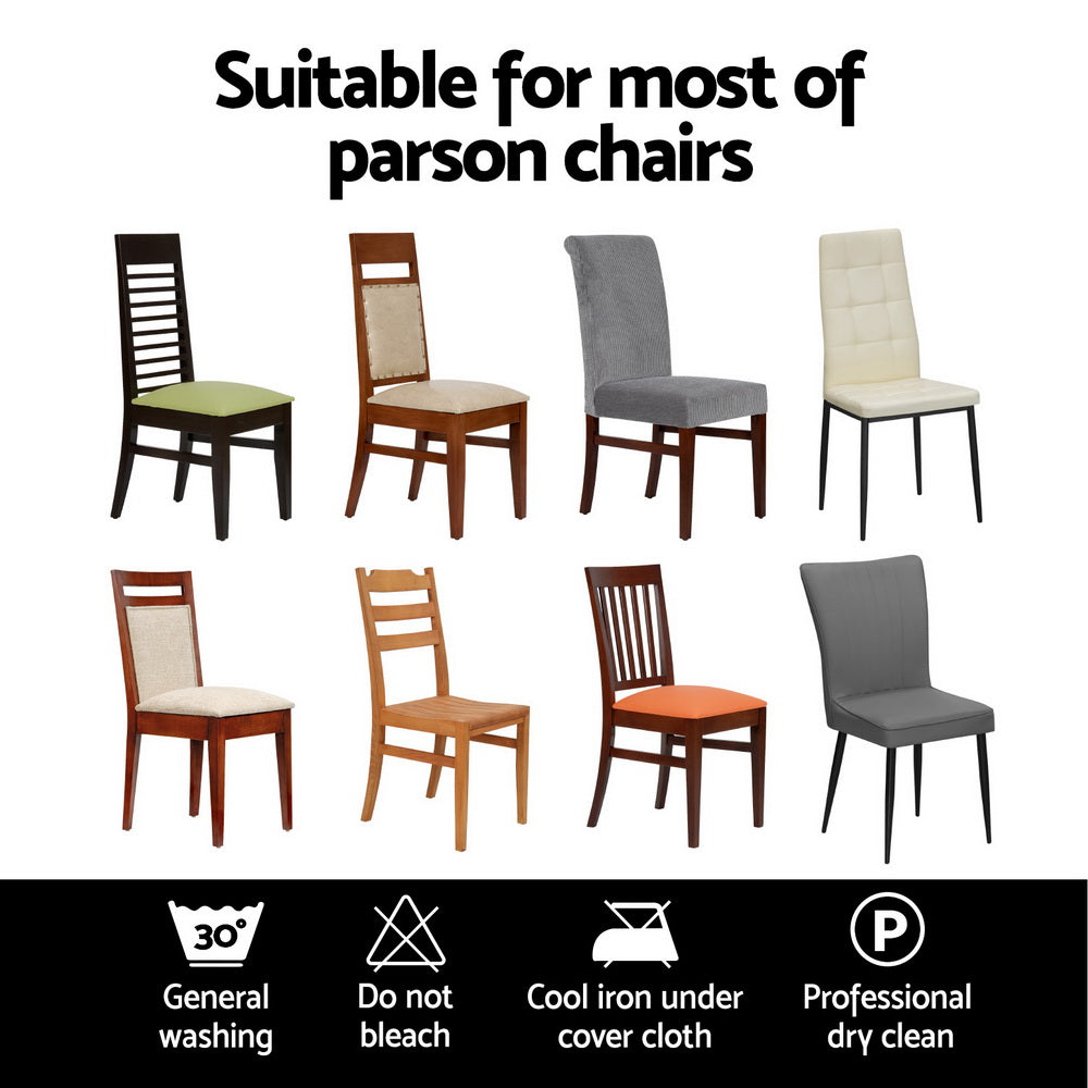 Artiss 6x Dining Chair Covers Spandex Stretch White Slipcovers