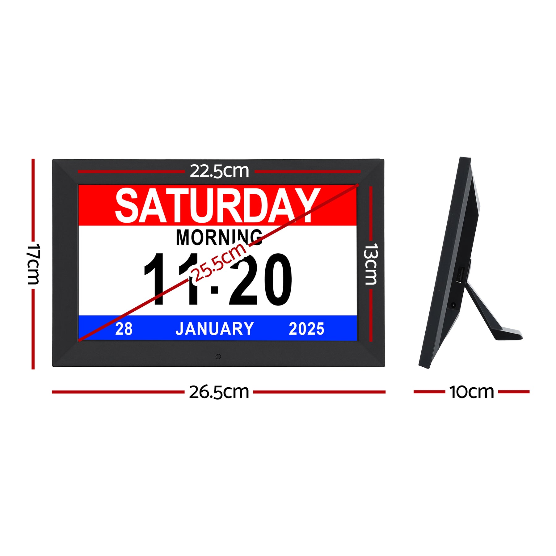 Artiss 10-inch Digital Day Clock with Alarms, Reminders, Photo Frame, Black - SuperSaverAU - view 3