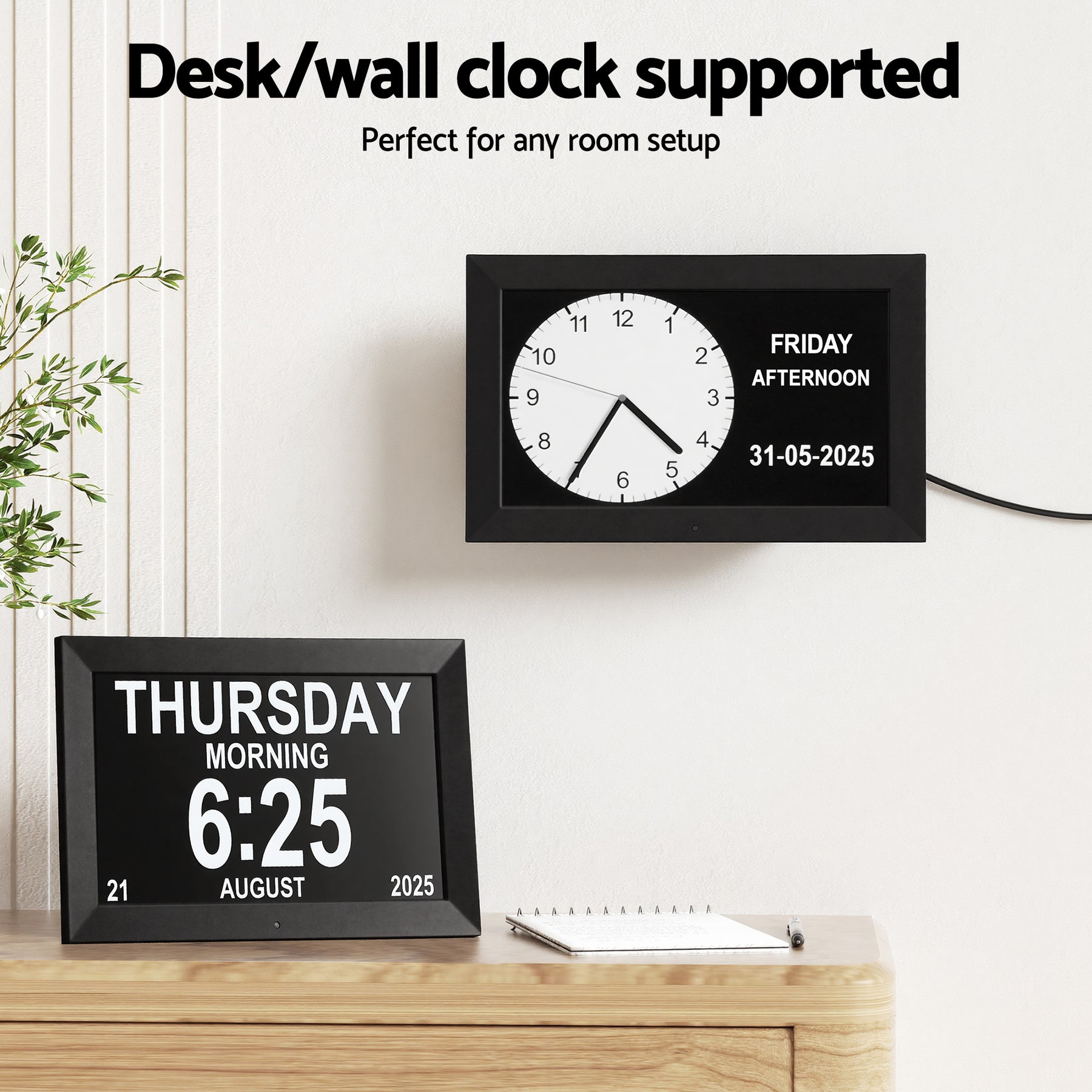Artiss 10-inch Digital Day Clock with Alarms, Reminders, Photo Frame, Black - SuperSaverAU - view 5