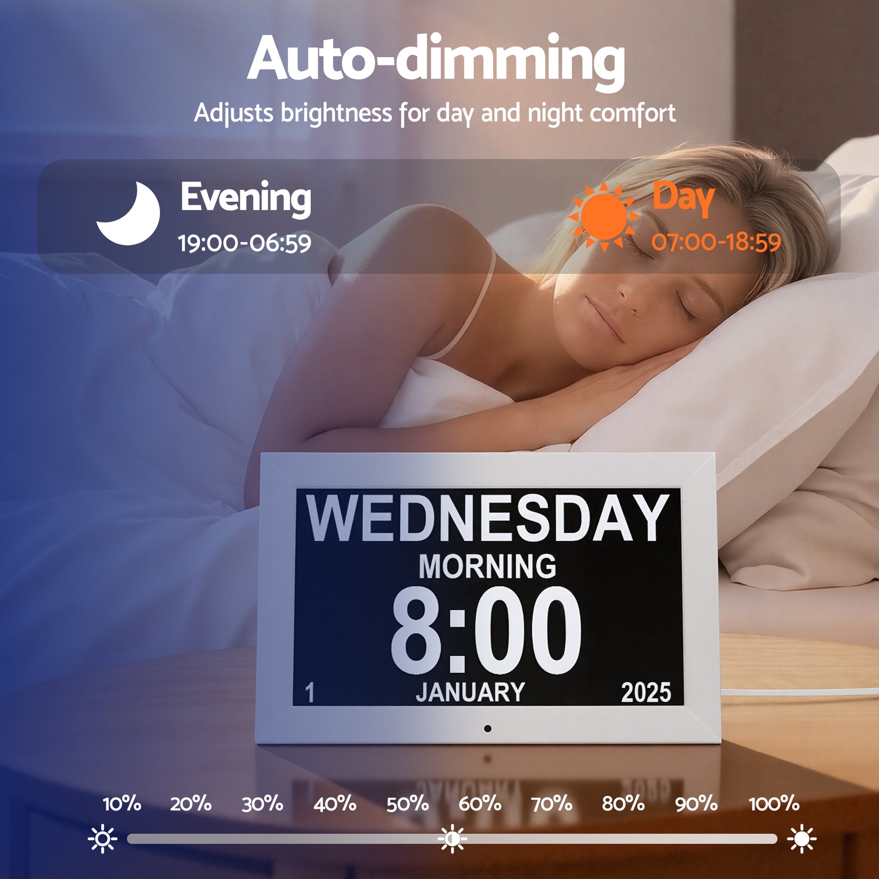 Artiss 10-inch Digital Day Clock with Alarms, Reminders & Photo Frame - SuperSaverAU - view 7